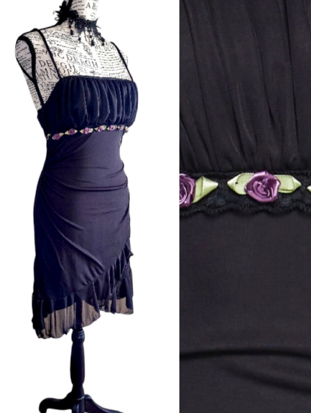 Dolls Kill delia*s Y2K Black Obsessive Contemplations Mini Slip Dress Medium